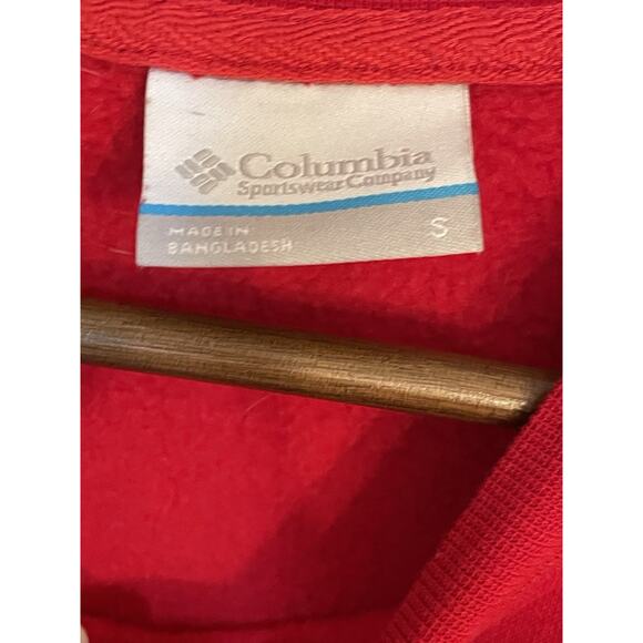 Columbia Sweatshirt Mens Small Red Logo Pullover Long Sleeve Gorpcore - Picture 3 of 6